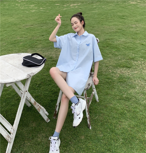 [MY484] 수입여성의류 30대예쁜옷쇼핑몰 박시 레이어드 반팔 셔츠w-girlz