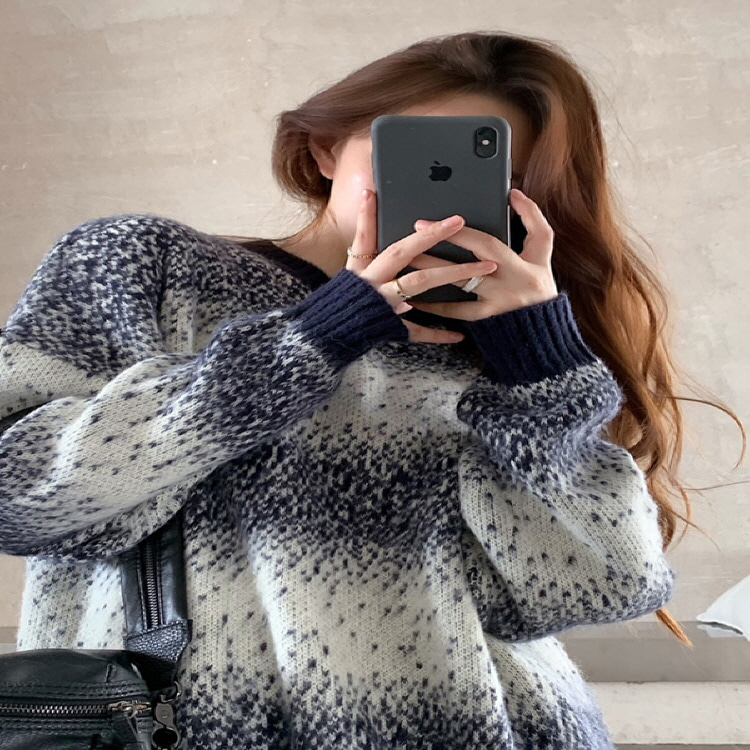 21JUN1060 30대여성쇼핑몰 유키 줄무늬 루즈핏 스웨터 니트티w-girlz